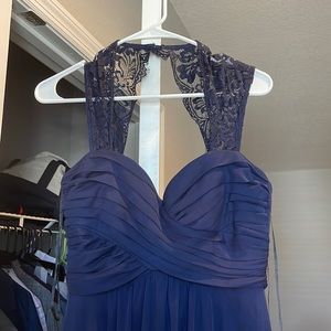 Navy Blue/ lace back bridesmaid dress